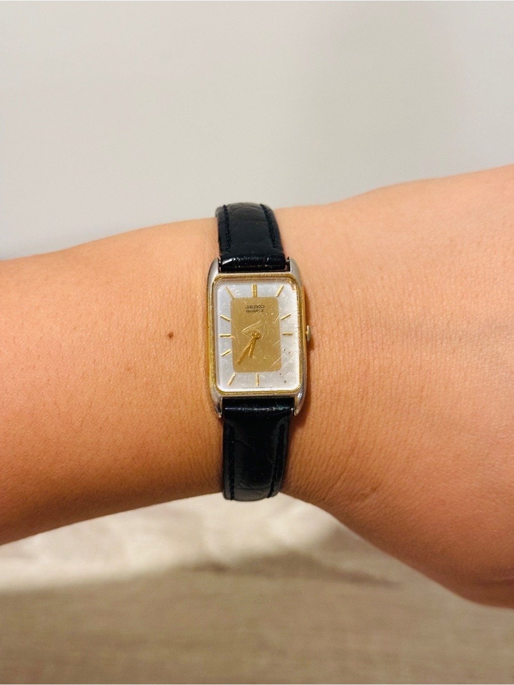 Vintage Seiko Quartz Women's Tank Watch Two-Tone Gold Silver 1400-5270 For Parts